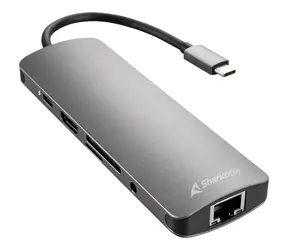 Sharkoon Combo Adapter šedá / dokovací adaptér / 3x USB 3.2 / RJ45 / USB-C 