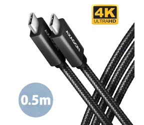 AXAGON BUCM32-CM05AB / SPEED+ kabel USB-C <-> USB-C / 0.5m / USB 20Gbps / PD 100W 5A / 4K HD / ALU / oplet / černý