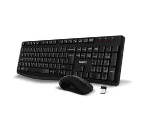 EVOLVEO K1050-BK-EN Tichý set bezdrátové klávesnice a myši černá / US INTL znaky / USB-A přijímač 2.4 GHz
