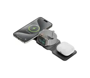 Energea GoMag Trio Plus skládací bezdrátová nabíječka šedá / pro iPhone & Apple Watch & AirPods / 15W