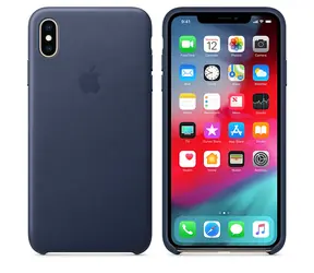 Rozbaleno - Apple Leather Case kožený kryt pro iPhone XS Max půlnočně modrá / rozbaleno