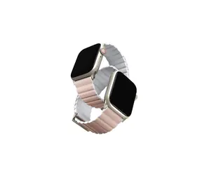 UNIQ Revix Premium Edition Reversible Magnetic řemínek pro Apple Watch 49 & 45 & 44 & 42 mm -  BLUSH (růžová & bílá)