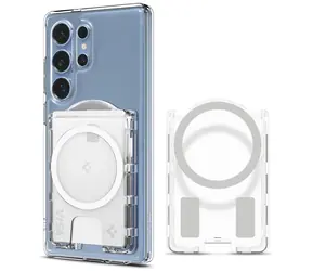 Spigen Ultra Hybrid Wallet MagSafe+ peněženka pro Samsung Galaxy S25 Series čirá