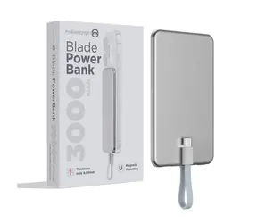 Mobile Origin Blade PowerBank 3000mAh stříbrná / 2x USB-C / MagSafe 