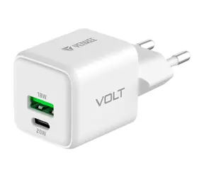 YENKEE YAC G38 VOLT bílá / Nabíječka / 1x USB-A 18W / 1x USB-C 20W / PD 3.0 / QC 3.0