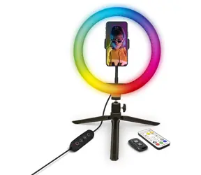 YENKEE YSM 710 LED Ring bílá / selfie stojan na mobil / LED ring / 29 barev / 800lm / 8 úrovní jasu