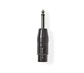 Nedis XLR adaptér černá / XLR 3kolíková zástrčka / jack 6.35 mm / poniklované 