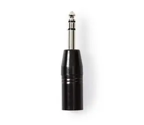 Nedis XLR adaptér černá / XLR 3pinová zástrčka / jack 6.35 mm / poniklovaný 