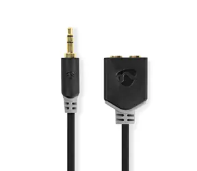 Nedis Stereo Audio kabel jack 3.5 mm (M) - 2x jack 3.5mm (F) 0.20 m černá