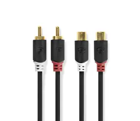 Nedis Stereo Audio kabel 2x RCA (M) - 2x RCA (F) 2.00 m černá