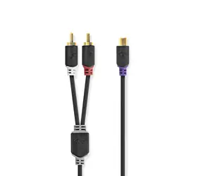 Nedis Stereo Audio kabel 2x RCA (M) - RCA (F) 0.20 m černá 