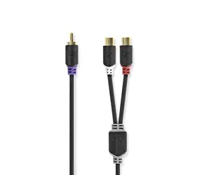 Nedis kabel k Subwooferu RCA (M) - 2x RCA (F) 0.20 m černá