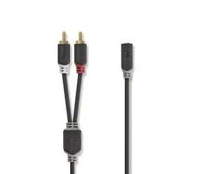 Nedis Stereo Audio kabel 2x RCA (M) - jack 3.5 mm (F) 0.20 m černá 
