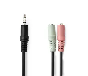 Nedis Stereo Audio kabel jack 3.5 mm (M) - 2x jack 3.5mm (F) 0.20 m černá