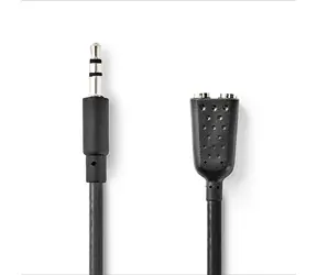 Nedis Stereo Audio kabel jack 3.5 mm (M) - 2x jack 3.5mm (F) 0.20 m černá 