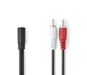 Nedis Stereo Audio kabel 2x RCA (M) - jack 3.5 mm (F) 0.20 m černá 