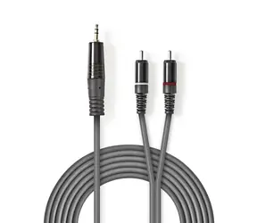 Nedis Stereo Audio kabel jack 3.5 mm (M) - 2x RCA (M) 1.50 m tmavě šedá 