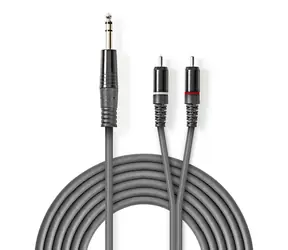 Nedis Stereo Audio kabel jack 6.35 mm (M) - 2x RCA (M) 3.00 m tmavě šedá