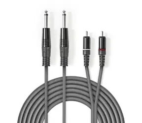 Nedis Stereo Audio kabel 2x jack 6.35 mm (M)  2x RCA (M) 5.00 m  Kulatý  tmavě šedá