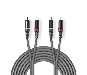 Nedis Stereo Audio kabel 2x RCA (M) - 2x RCA (M) 5.00 m tmavě šedá