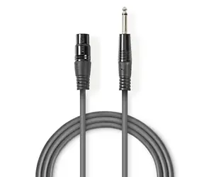Nedis Nevyvážený Audio Cable XLR 3kolíková (F) - jack 6.35 mm (M) 5.00 m tmavě šedá