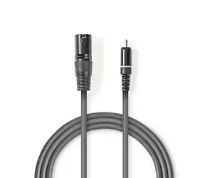 Nedis Nevyvážený Audio Cable XLR 3pinový (F) - RCA (M) 1.50 m tmavě šedá