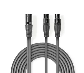 Nedis Vyvážený Audio kabel XLR 3pinový (M) - 2x XLR 3pinová (F) 1.50 m tmavě šedá