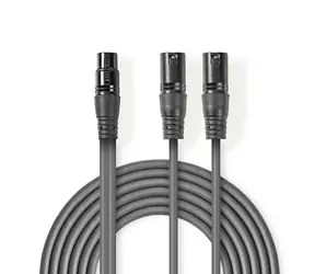Nedis Vyvážený Audio kabel 2x XLR 3pinový (M) - XLR 3kolíková (F) 1.50 m tmavě šedá