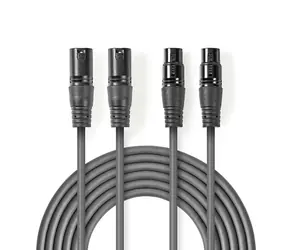 Nedis Vyvážený Audio kabel 2x XLR 3pinový (M) - 2x XLR 3pinová (F) 0.50 m tmavě šedá
