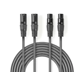 Nedis Vyvážený Audio kabel 2x XLR 3pinový (M) - 2x XLR 3pinová (F) 5.00 m tmavě šedá 