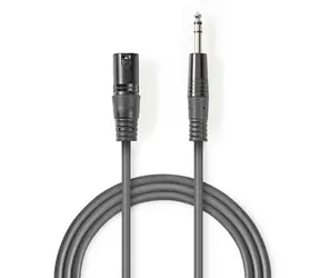 Nedis Vyvážený Audio kabel XLR 3pinový (M) - jack 6.35 mm (M) 1.50 m tmavě šedá