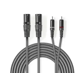 Nedis Vyvážený Audio kabel 2x XLR 3pinový (M) - 2x RCA (M) 3.00 m tmavě šedá
