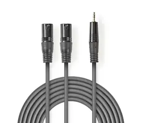 Nedis Vyvážený Audio kabel 2x XLR 3pinový (F) - jack 3.5 mm (M) 3.00 m tmavě šedá 