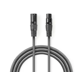 Nedis DMX Redukční kabel XLR 3pinový (M) - XLR 3kolíková (F) 10.0 m tmavě šedá