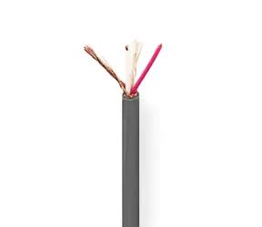 Nedis Mikrofonní kabel 2 x 0.23 mm2 tmavě šedá / Měď / 100.0 m / Kulatý / PVC / Role
