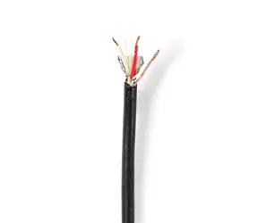 Nedis Mikrofonní kabel 2x 0.35 mm2 černá / Měď / 100.0 m / Kulatý / PVC   