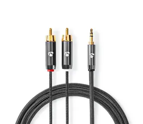 Nedis Stereo Audio kabel jack 3.5 mm (M) - 2x RCA (M) 2.00 m šedá