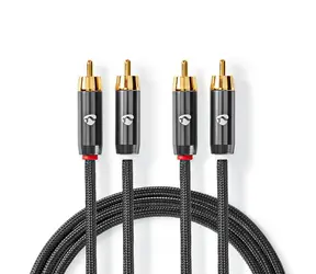 Nedis Stereo Audio kabel 2x RCA (M) - 2x RCA (M) 2.00 m šedá 
