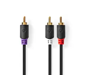Nedis Kabel k subwooferu RCA (M) - 2x RCA (M) 3.00 m antracit 