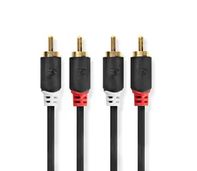 Nedis Stereo Audio kabel 2x RCA (M) - 2x RCA (M) 0.50 m antracit 