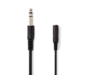 Nedis Stereo Audio kabel jack 6.35 mm (M) - jack 6.35 mm (F) 5.00 m černá