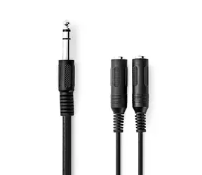 Nedis Stereo Audio kabel jack 6.35 mm (M) - 2x jack 6.35 mm (F) 0.20 m černá