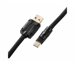 Sharkoon SGK50 Aviator Kabel černá / spirálový kabel USB-A (M) - USB-C (M) / 1.85m