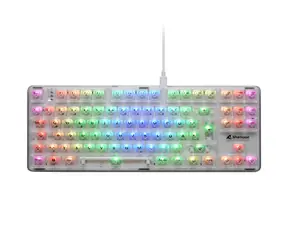 Sharkoon Crystal Shark bílá / herní bezdrátová klávesnice / mechanická / 2.4GHz / USB-C / 1.8m / DE Layout