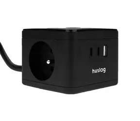 Huslog nabíjecí stanice 12W černá / 2x zásuvka / 2x USB-C / 1x USB-A