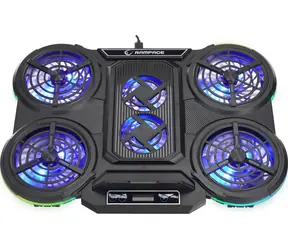 Rampage PROTE R6 šedá / chladící podložka / pro notebooky 10 - 17" / 6x ventilátor / stojánek na mobil / RGB
