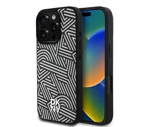 DKNY PU Leather Crosswalk Pattern Magsafe Zadní Kryt pro iPhone 16 Pro Max Ivory