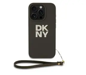 DKNY PU Leather Stack Logo Wrist Strap Zadní Kryt pro iPhone 16 Pro Max Green