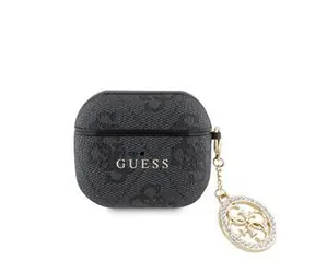 Guess 4G Script PC/PU Charm Pouzdro pro AirPods 3 Black
