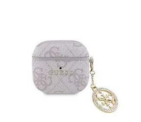 Guess 4G Script PC/PU Charm Pouzdro pro AirPods 4 Pink
